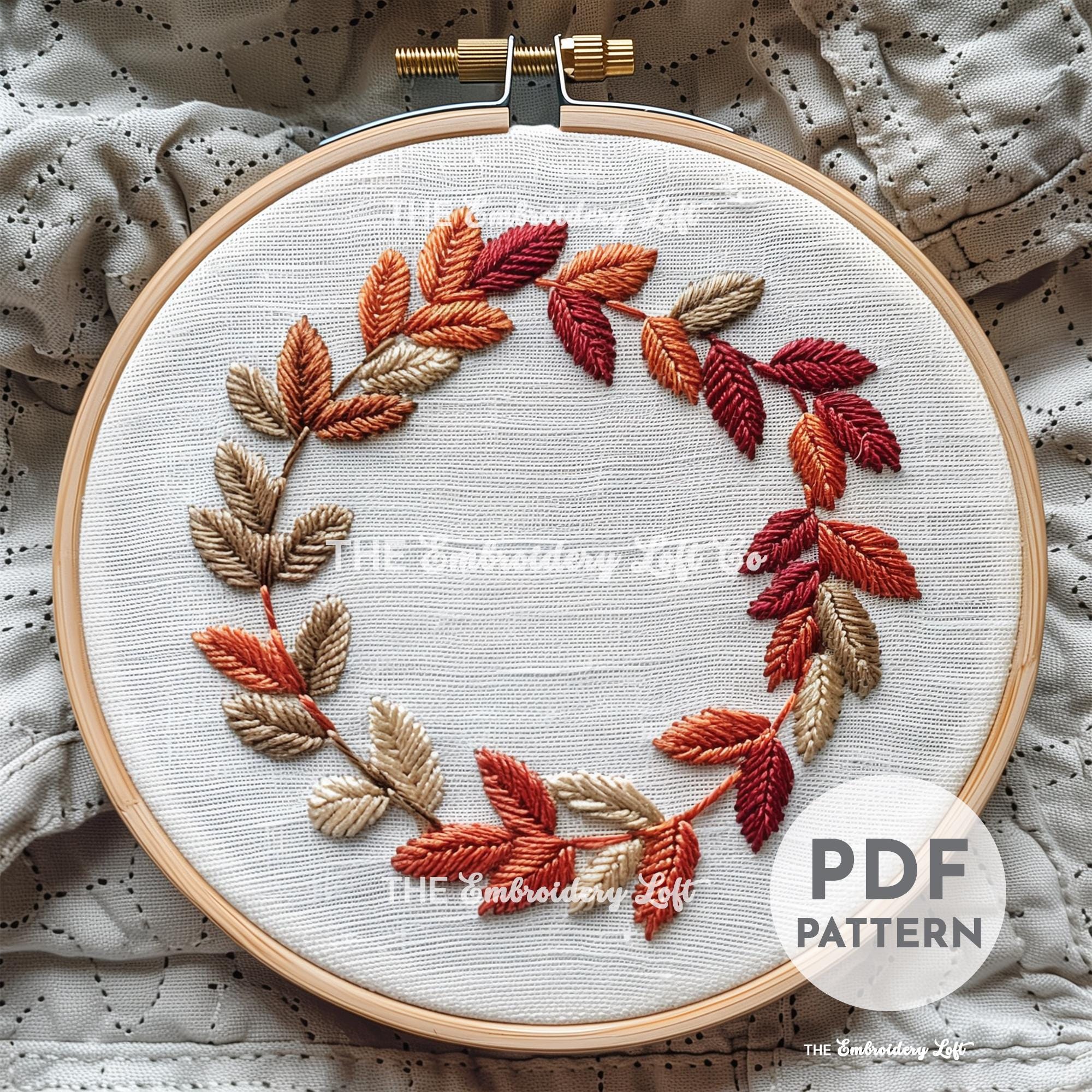 Autumn Wreath Hand Embroidery Pattern