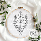 White Wildflowers Hand Embroidery Pattern