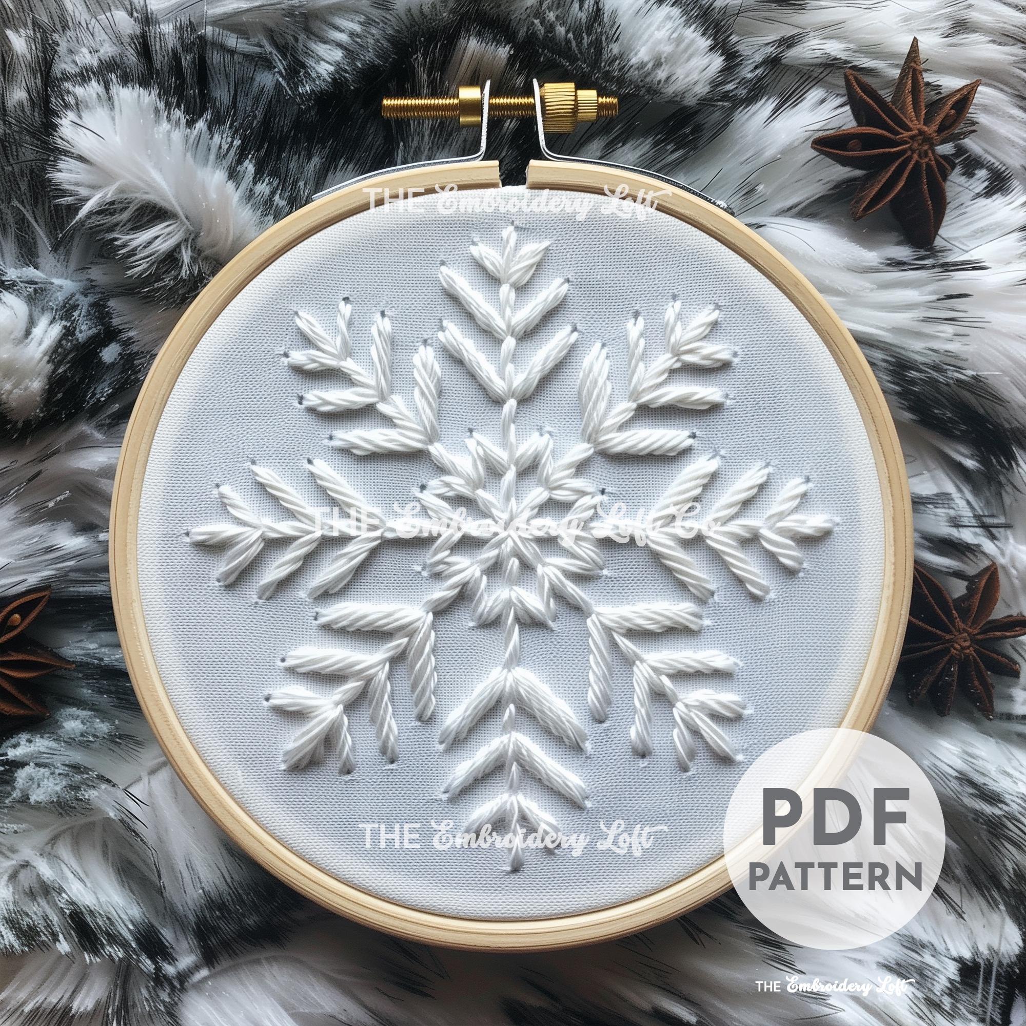 White Snowflake Hand Embroidery Pattern