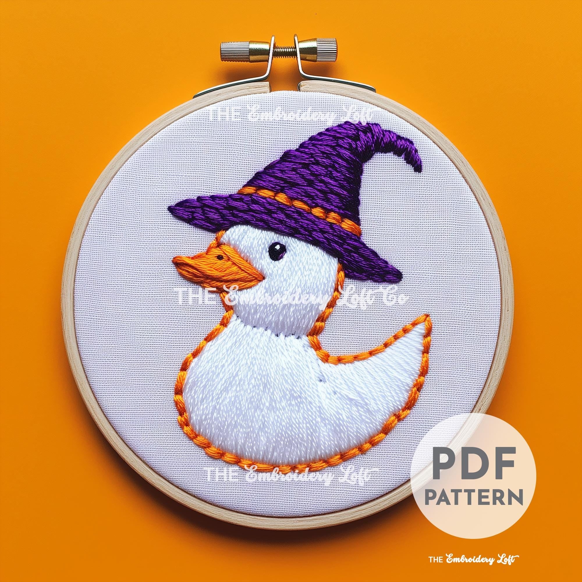 Witchy Duck Hand Embroidery Pattern