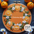 Orange Wreath Hand Embroidery Pattern