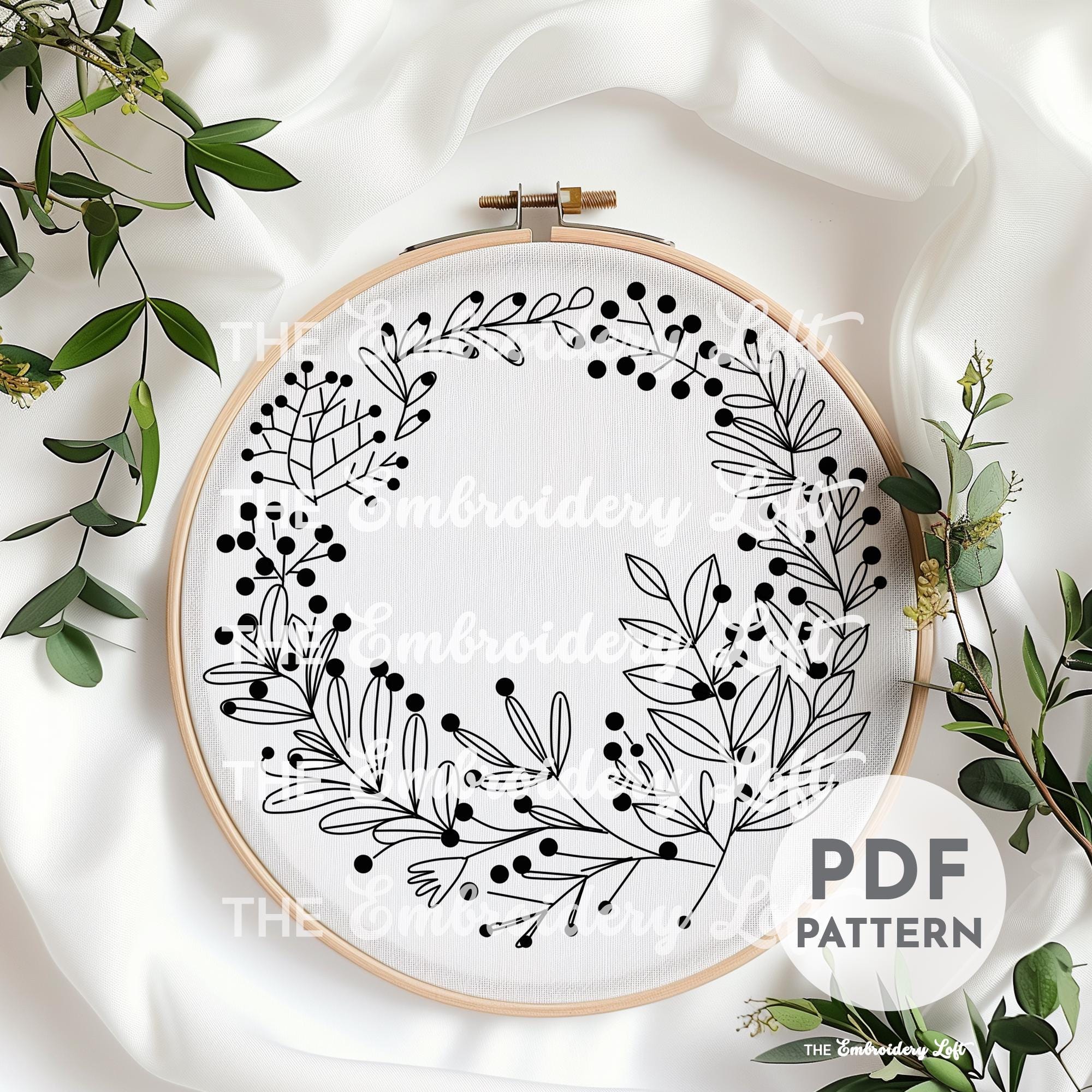 Coral Wreath Hand Embroidery Pattern