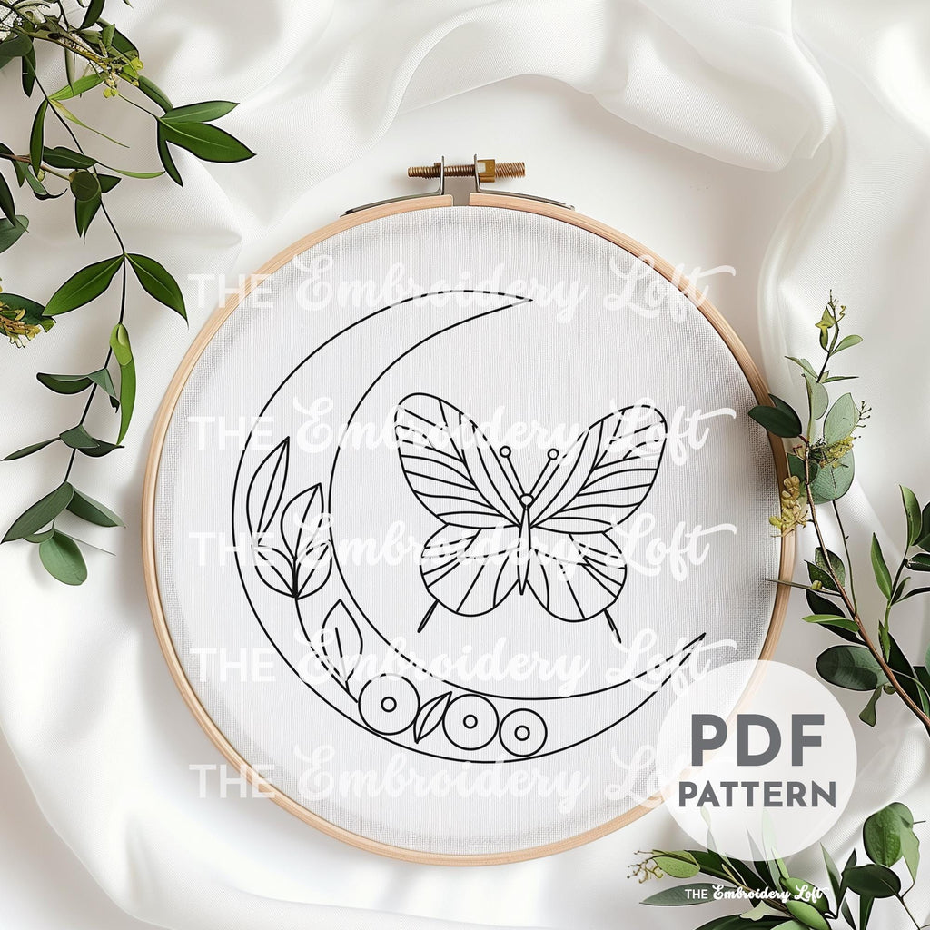 Celestial Butterfly Hand Embroidery Pattern