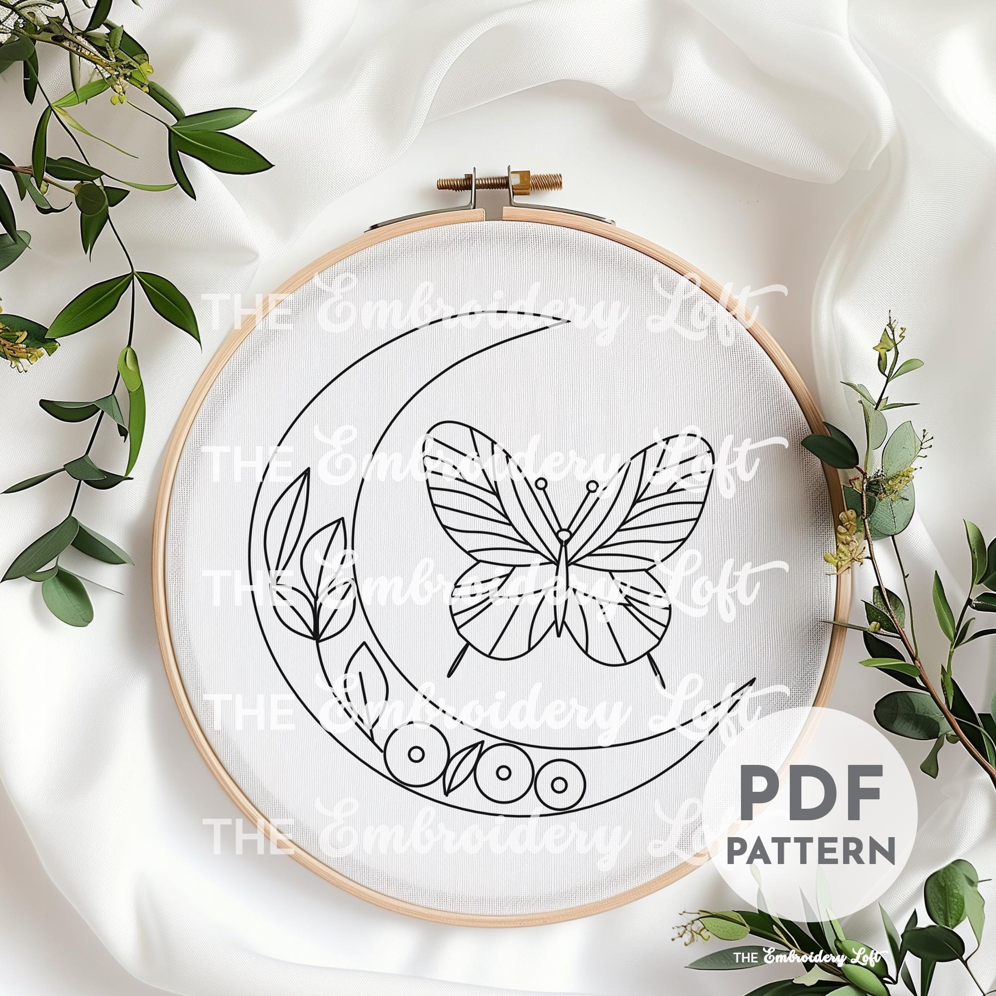 Celestial Butterfly Hand Embroidery Pattern