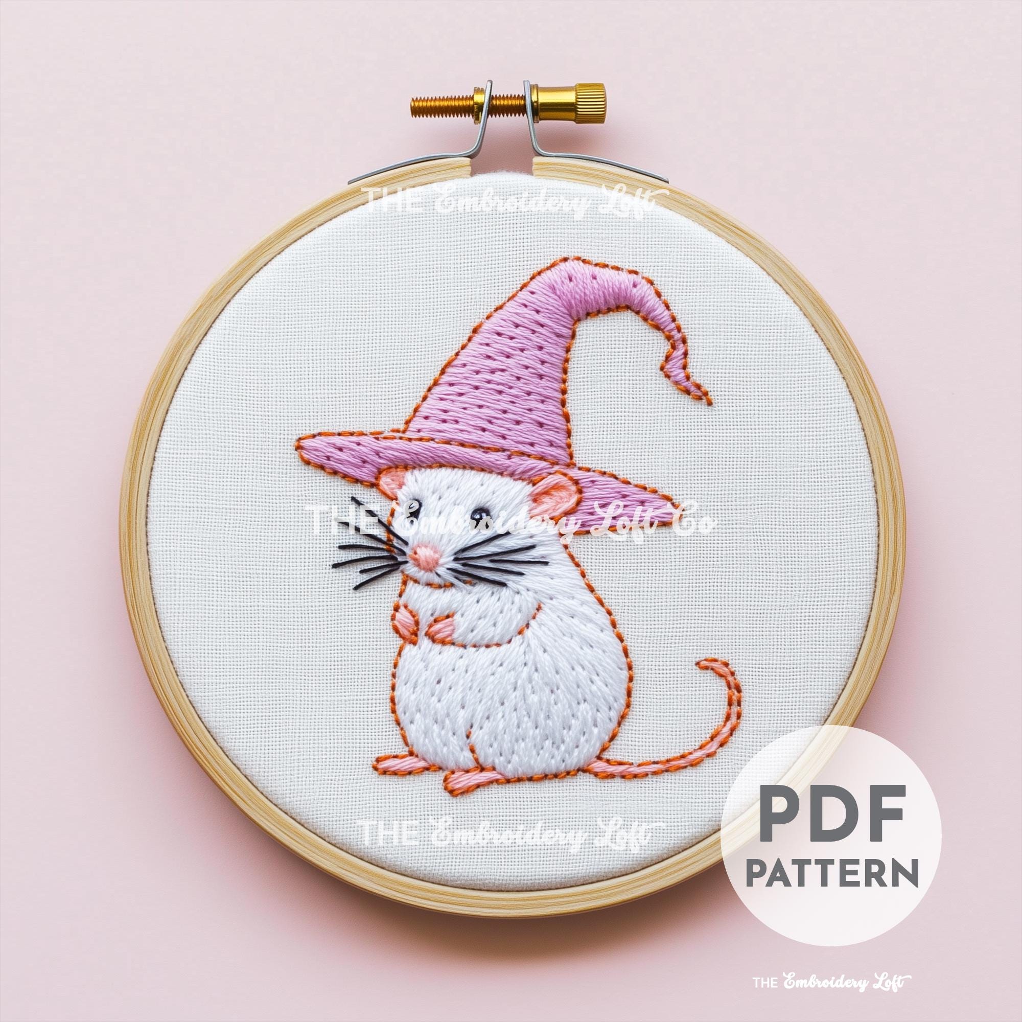 Witchy Mouse Hand Embroidery Pattern
