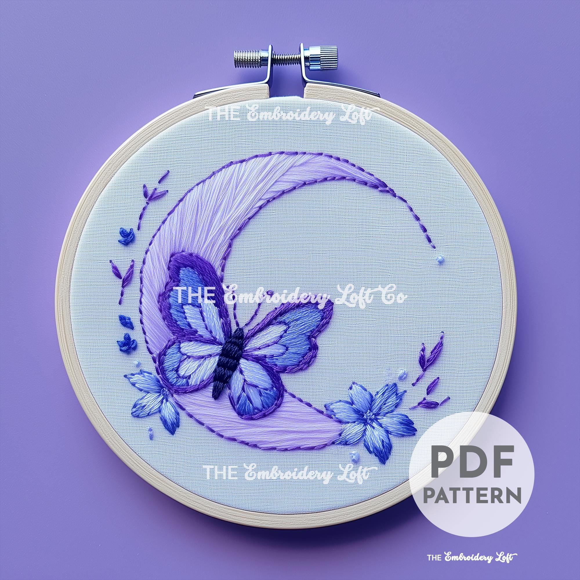 Celestial Butterfly Hand Embroidery Pattern