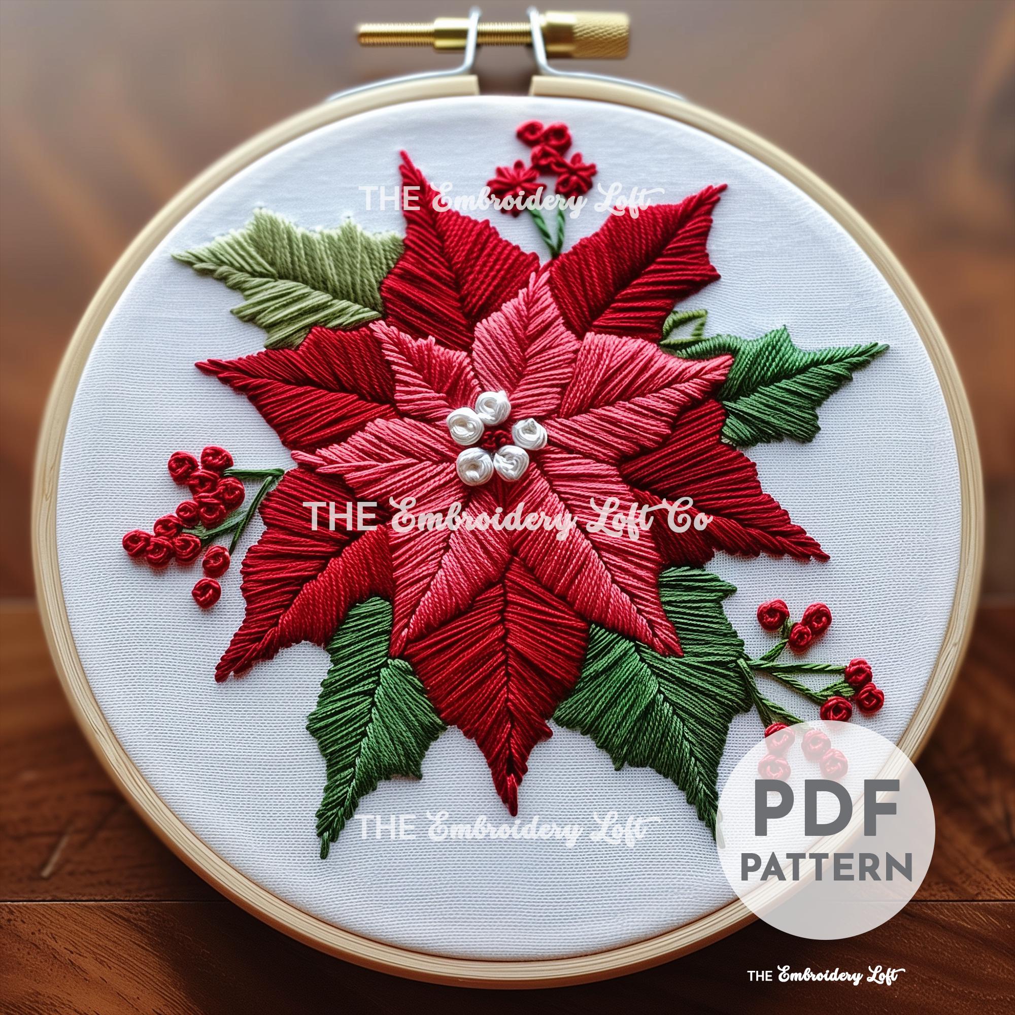 Poinsettia Hand Embroidery Pattern
