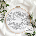 Strawberry Wreath Hand Embroidery Pattern
