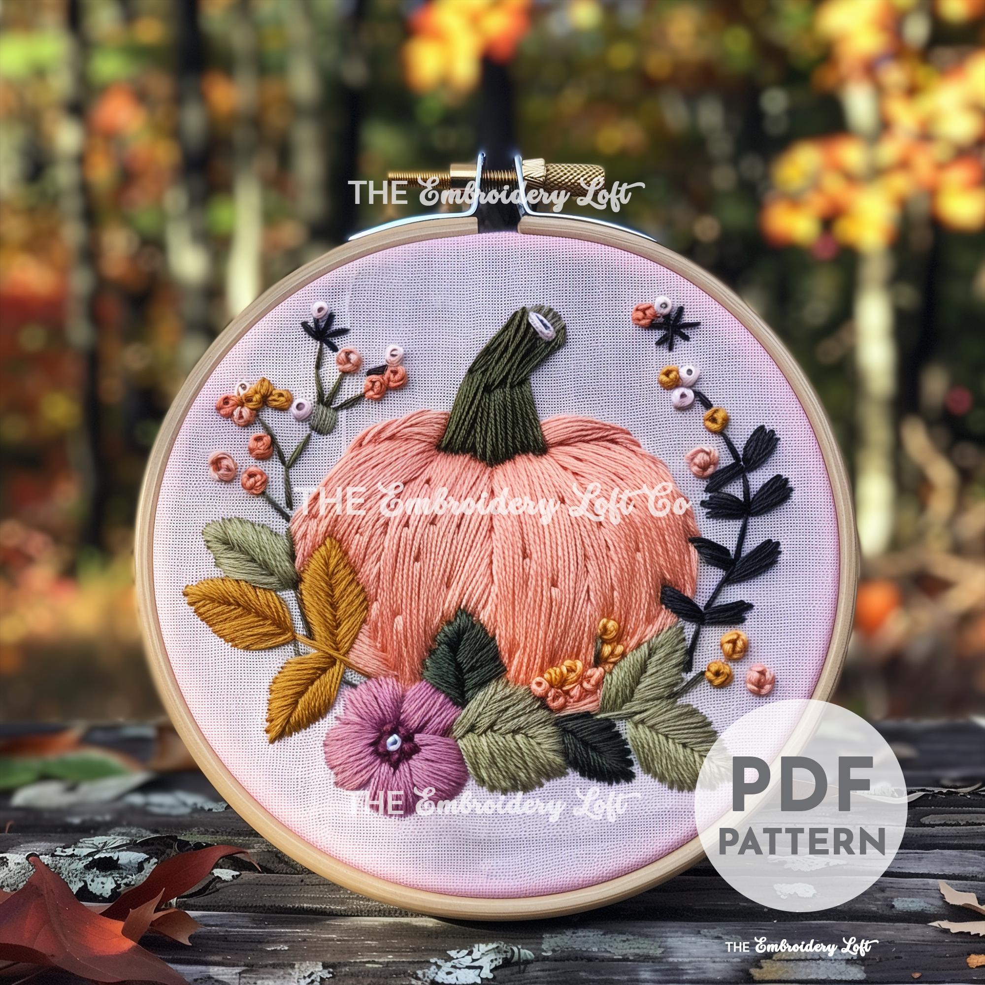 Pink Pumpkin Hand Embroidery Pattern