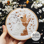 Cat with Stars Hand Embroidery Pattern