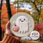 Cute Ghost and Pumpkin Hand Embroidery Pattern