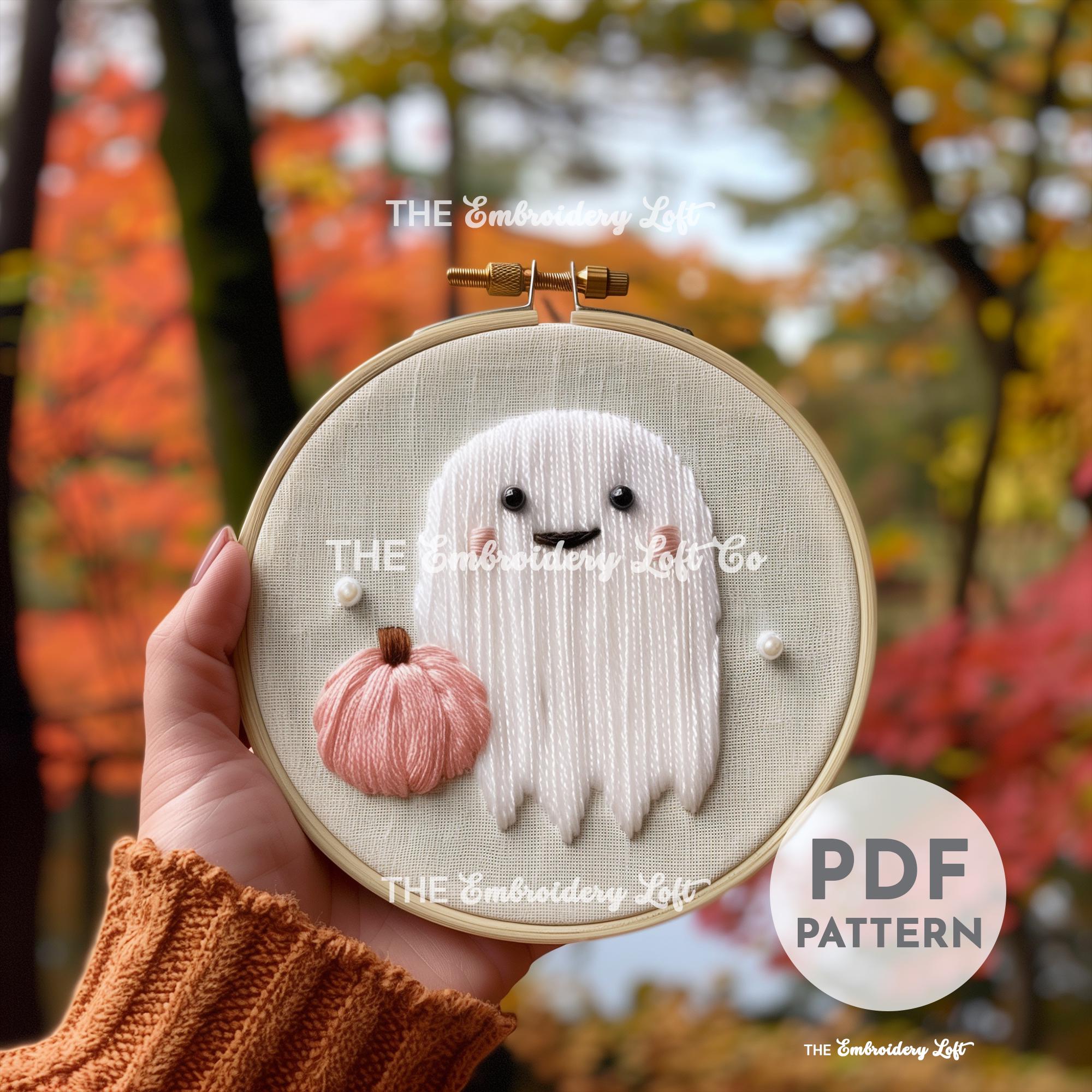 Cute Ghost and Pumpkin Hand Embroidery Pattern