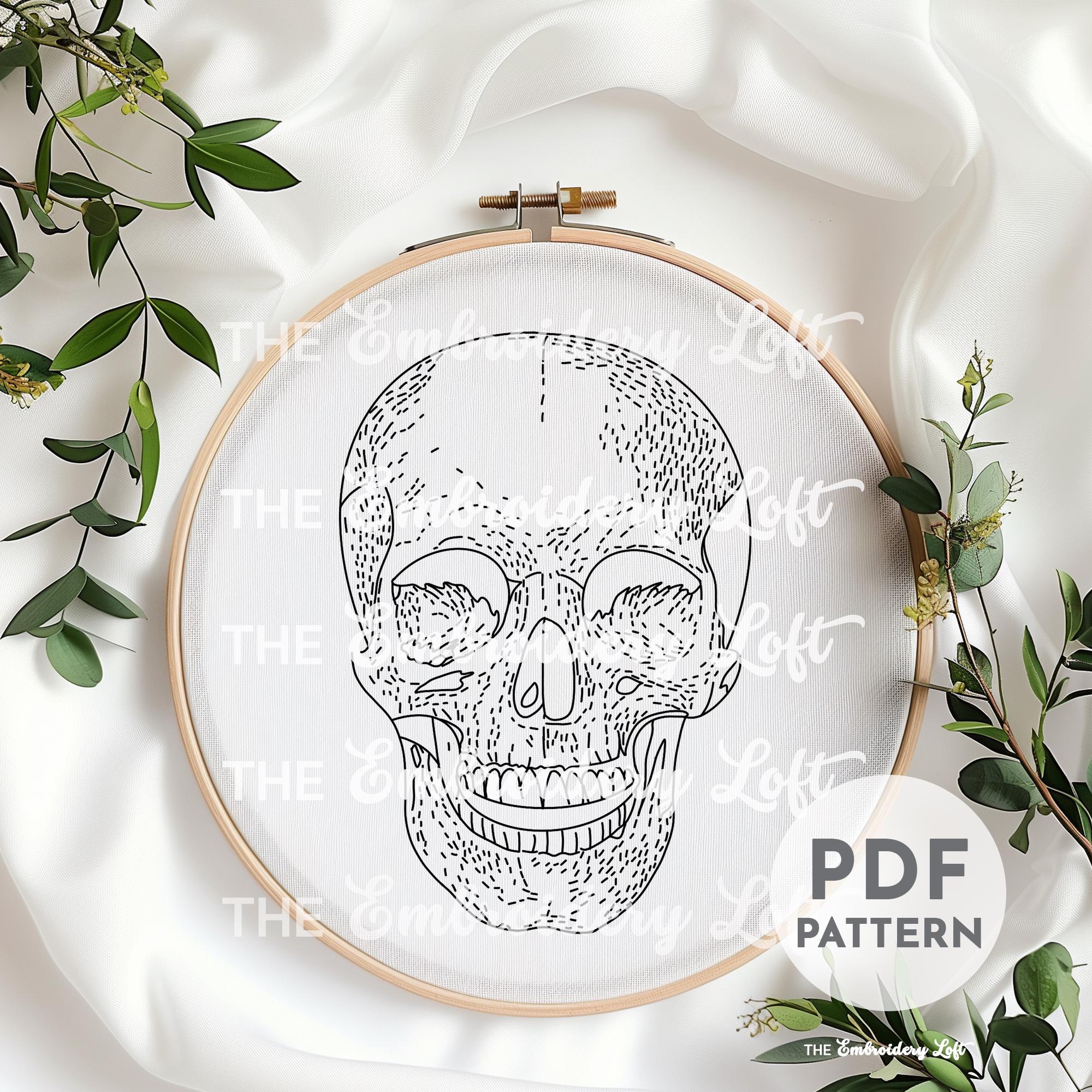 Halloween Skull Hand Embroidery Pattern