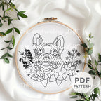 French Bulldog Hand Embroidery Pattern