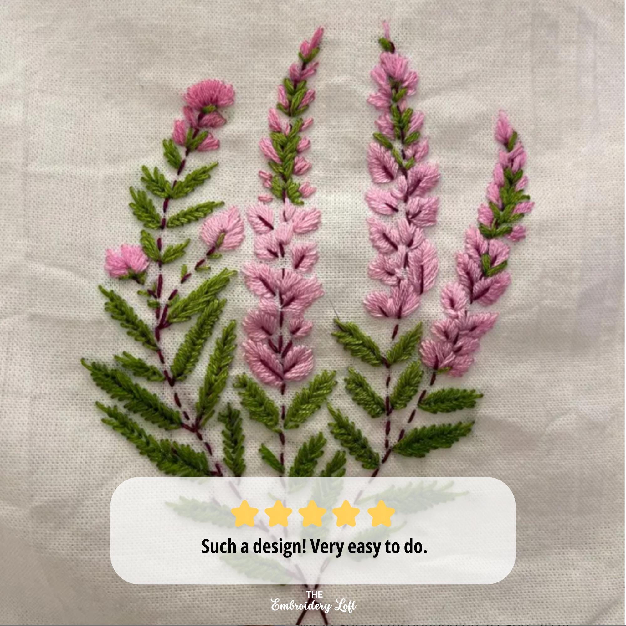 Pink Highland Heathers Hand Embroidery Pattern