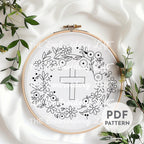 Floral Cross Embroidery Pattern