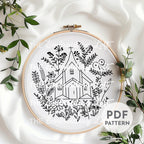 Floral Church Embroidery Pattern