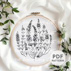 Pink and Purple Wildflowers Hand Embroidery Pattern