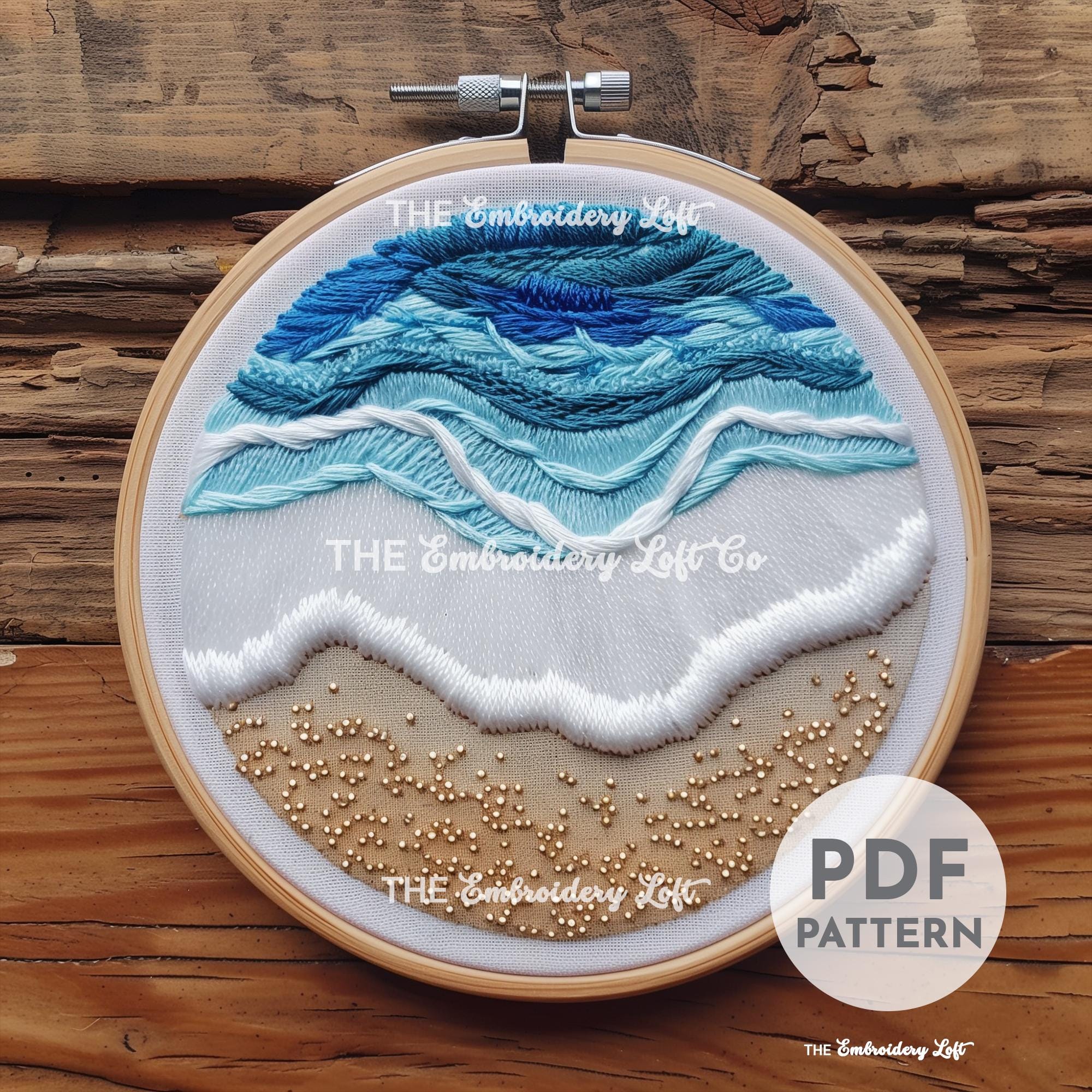 Ocean Waves Hand Embroidery Pattern