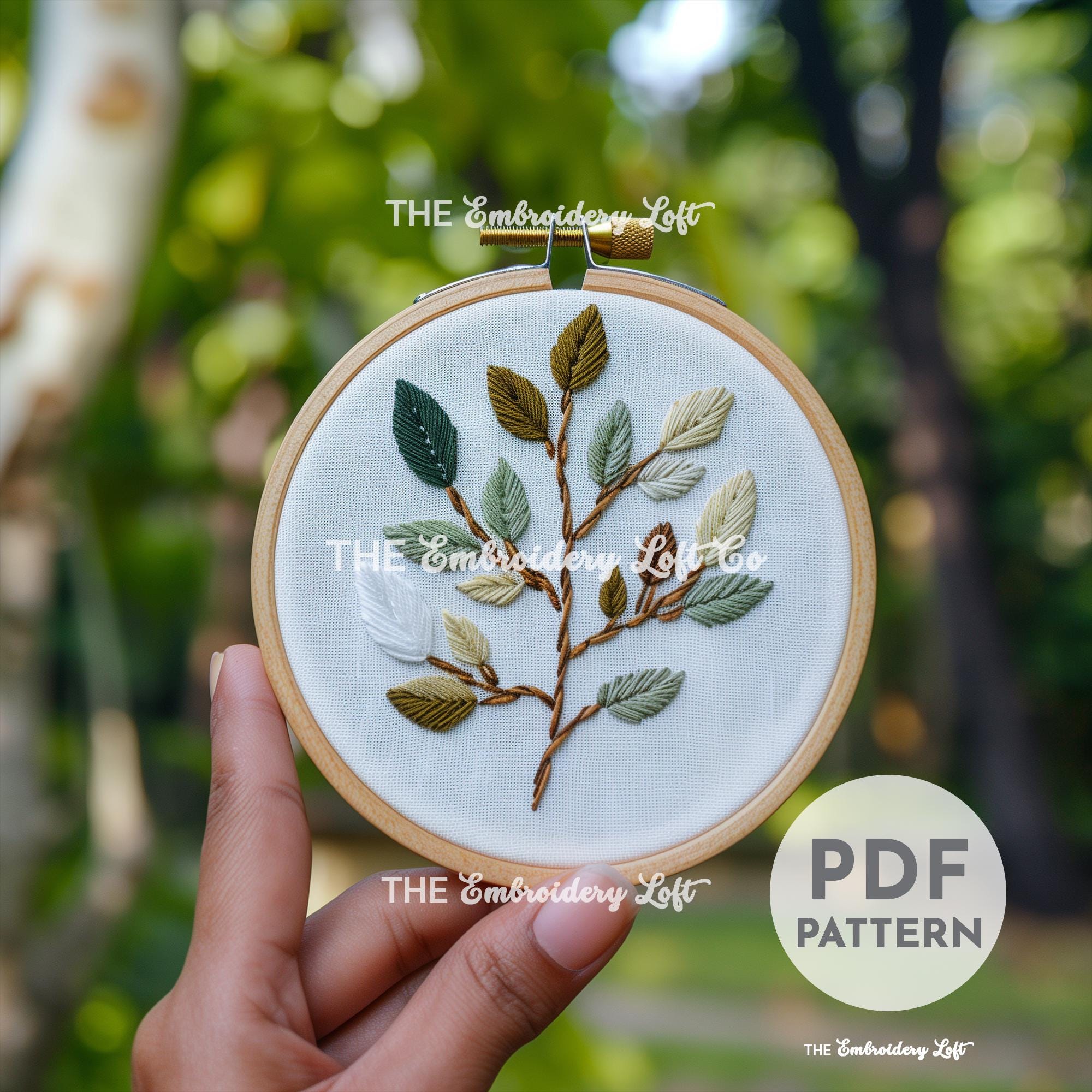 Spring Leaves Hand Embroidery Pattern