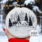 Winter Village Hand Embroidery Pattern