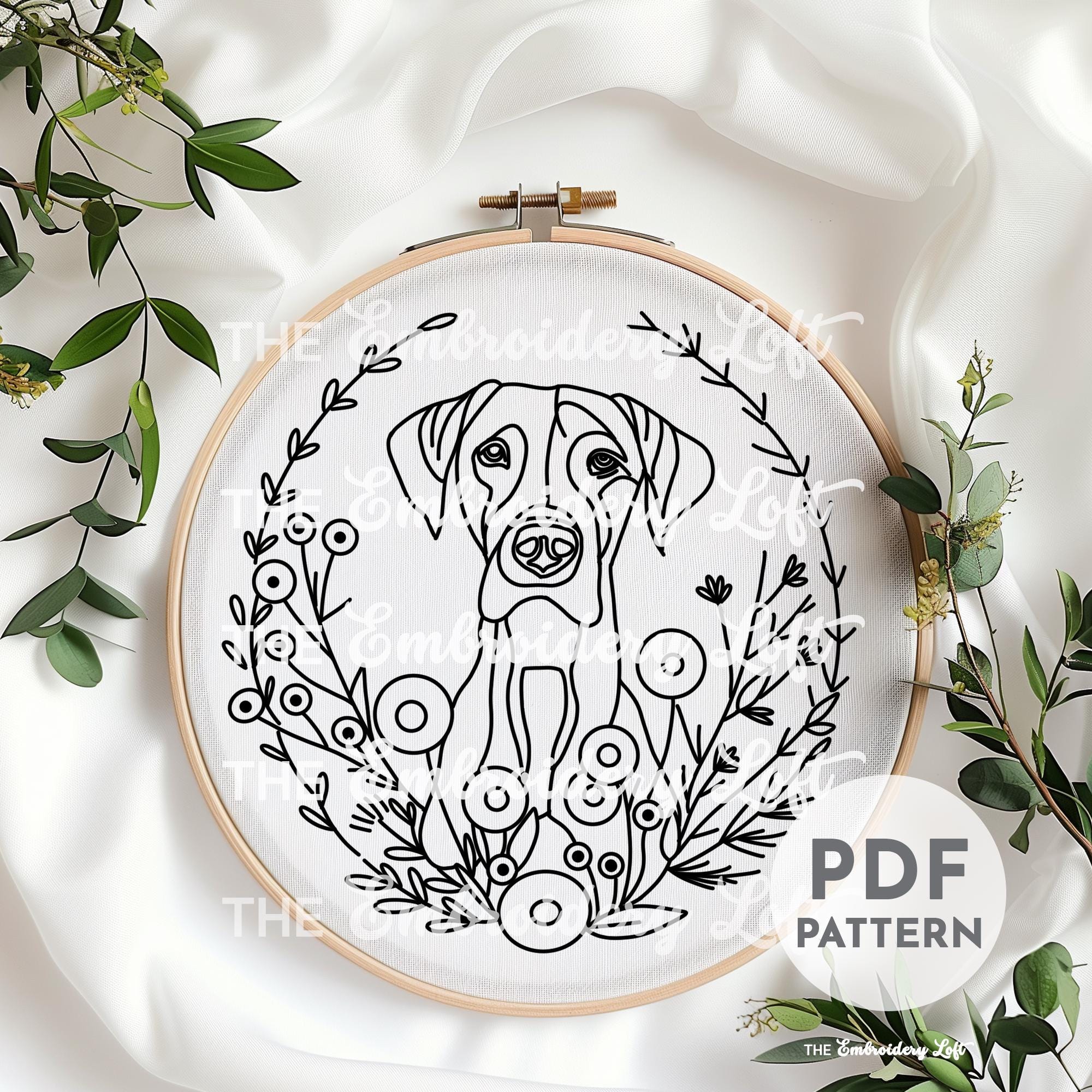 Great Dane Hand Embroidery Pattern