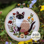 Siamese Cat Hand Embroidery Pattern