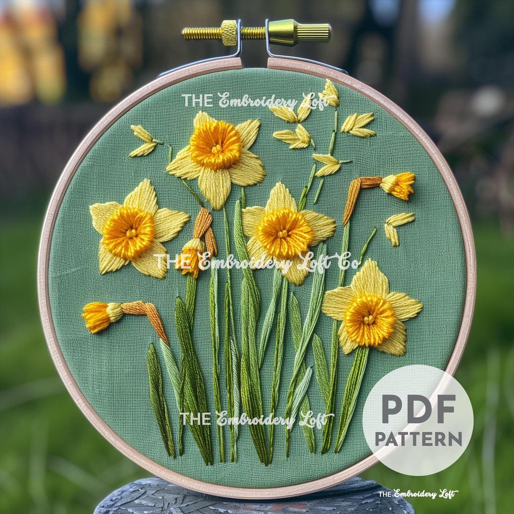 Yellow Daffodils Hand Embroidery Pattern