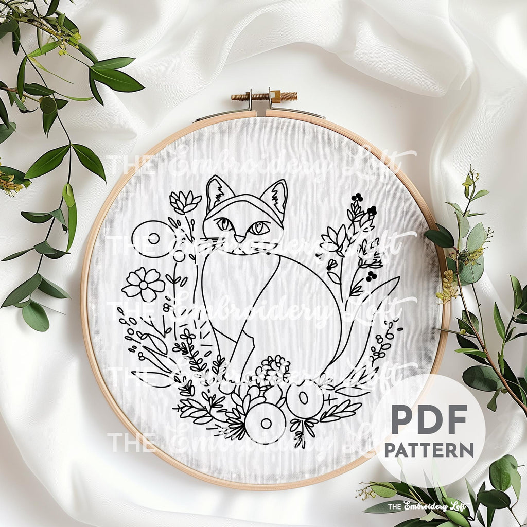 Siamese Cat Hand Embroidery Pattern