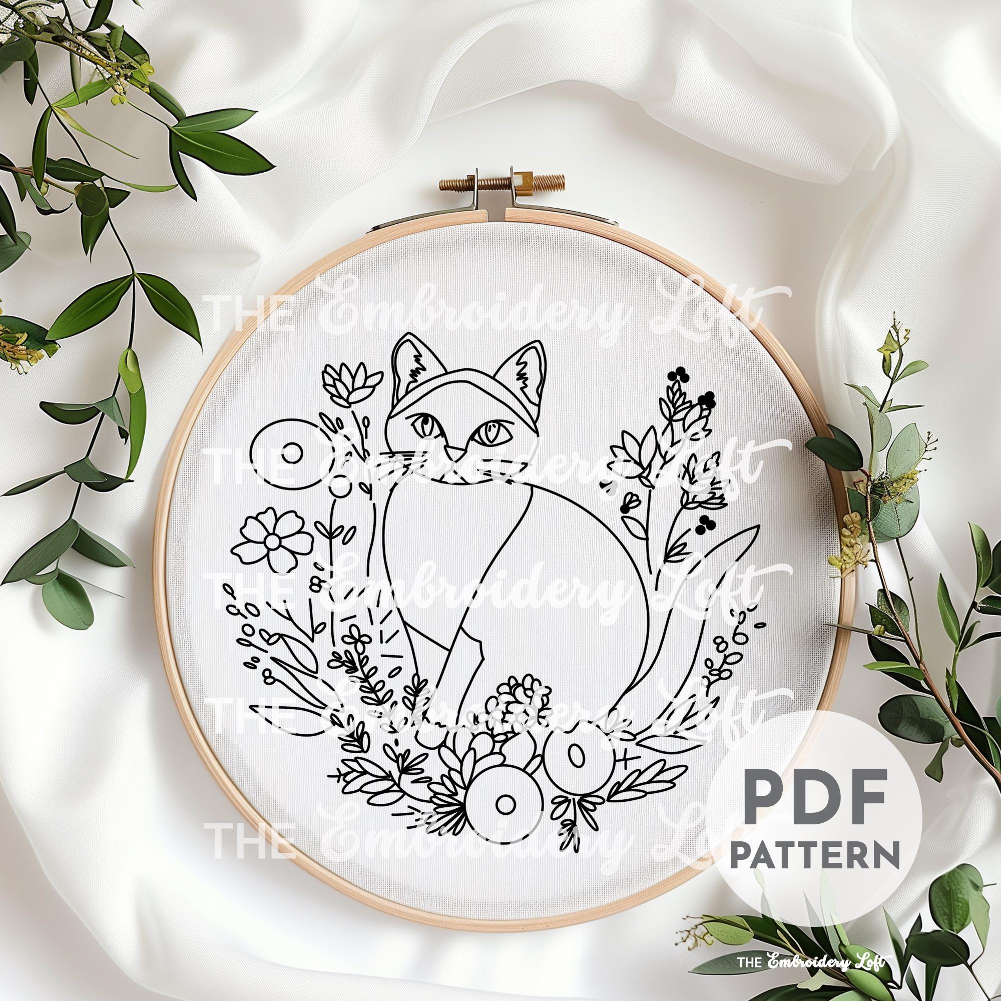 Siamese Cat Hand Embroidery Pattern