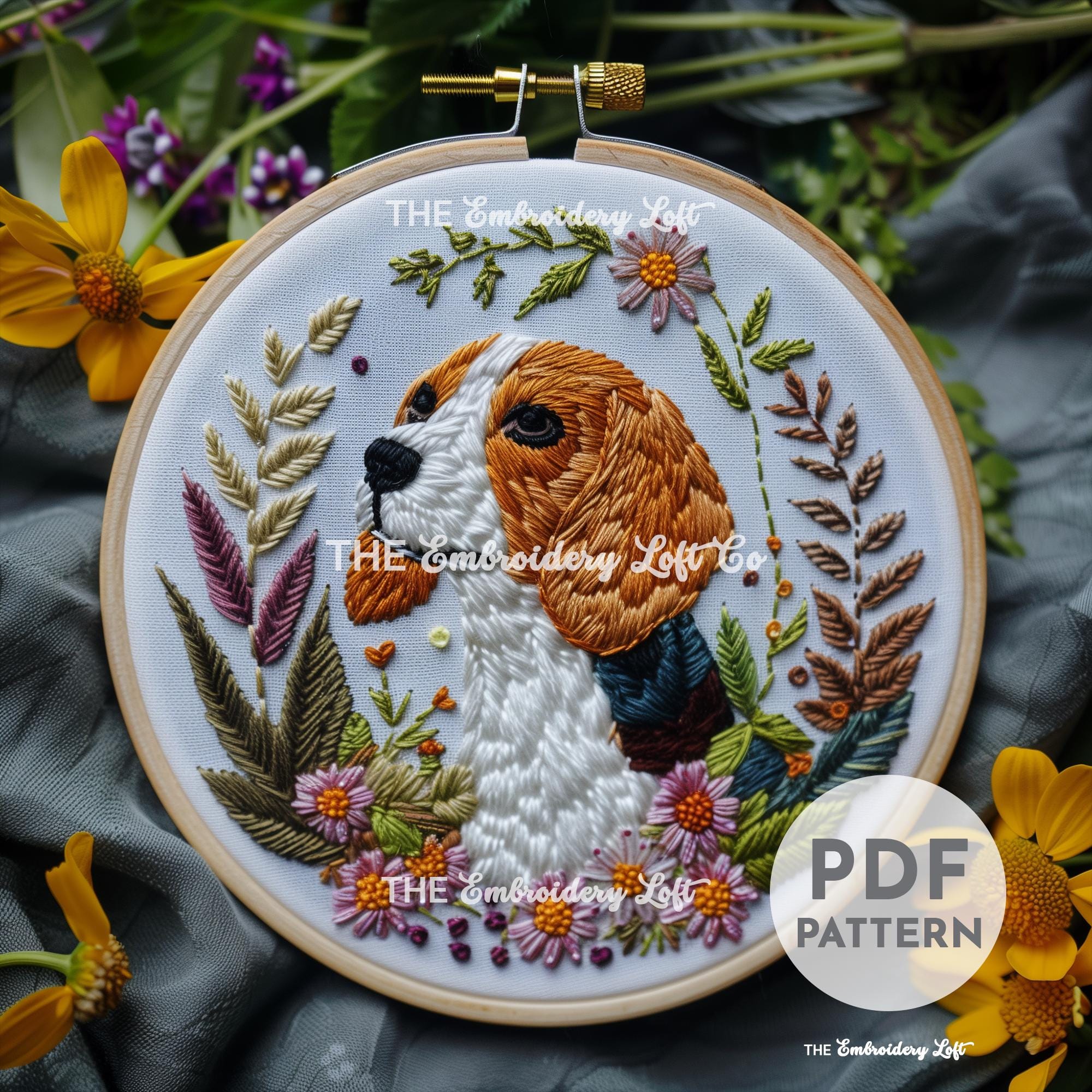 Beagle Hand Embroidery Pattern