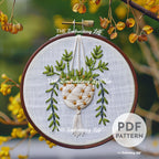 Hanging Plant Hand Embroidery Pattern