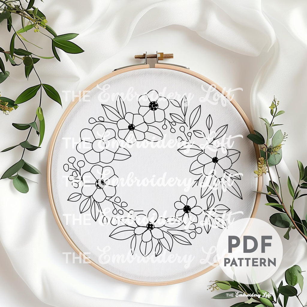 Blue Wreath Hand Embroidery Pattern