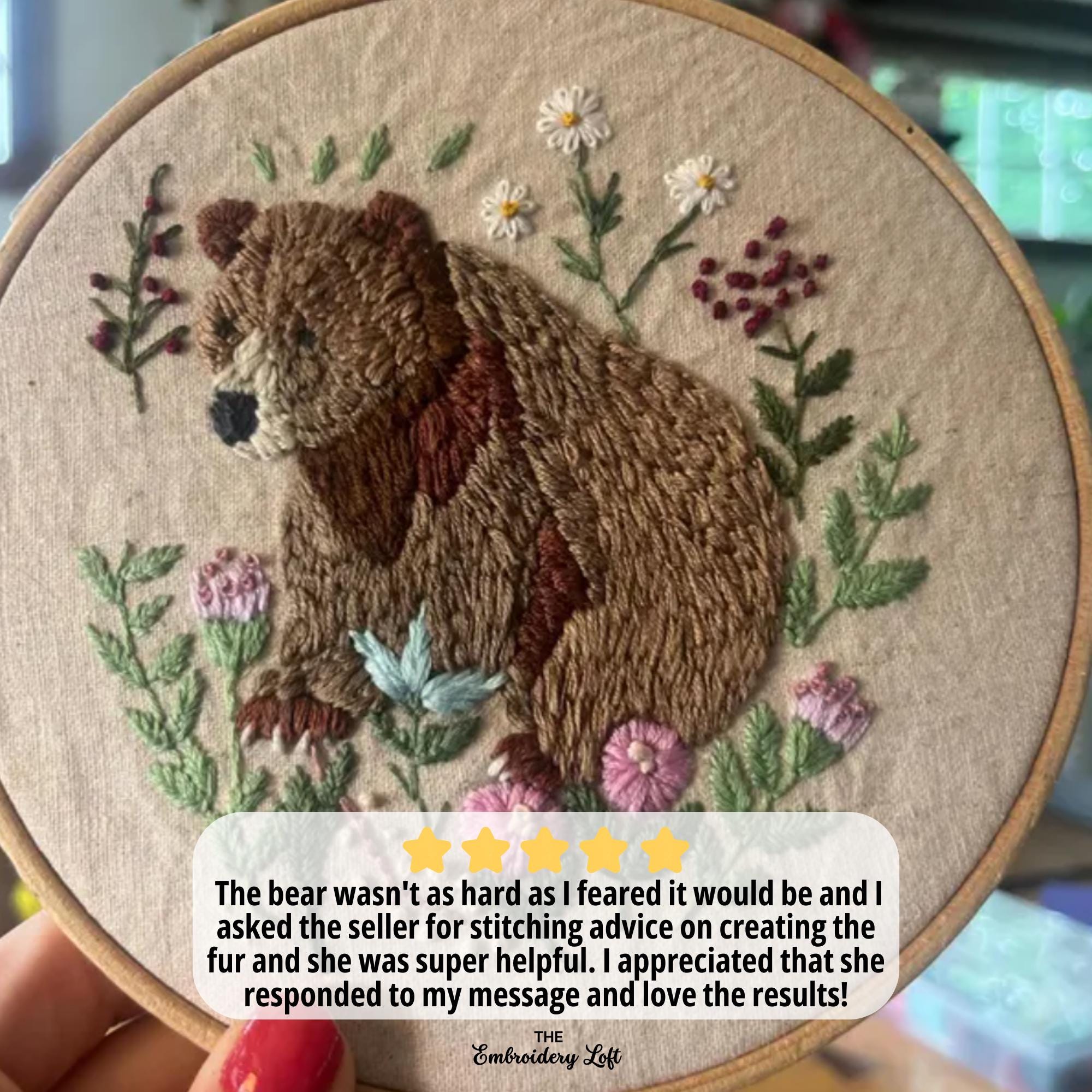 Woodland Bear Hand Embroidery Pattern