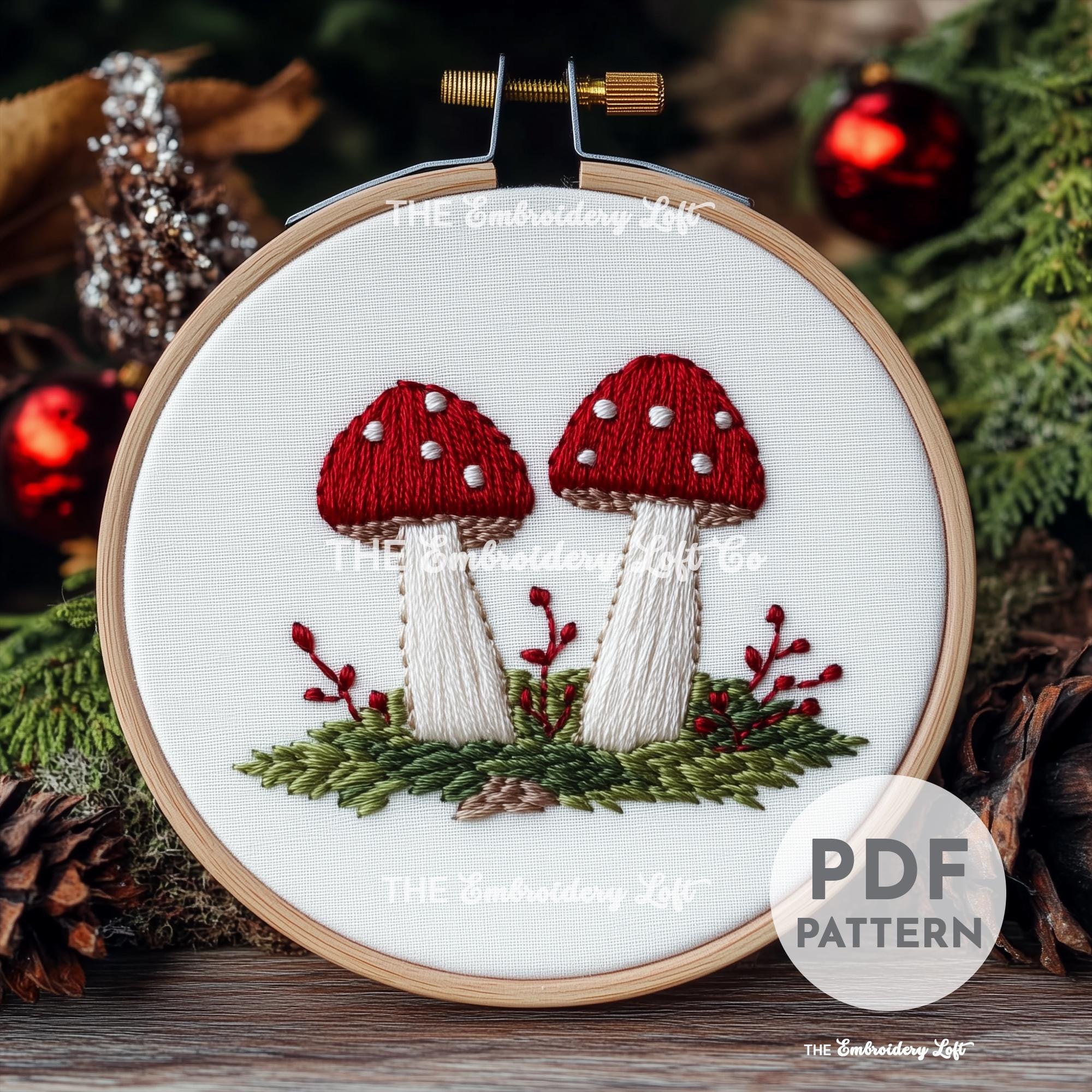 Winter Mushrooms Hand Embroidery Pattern