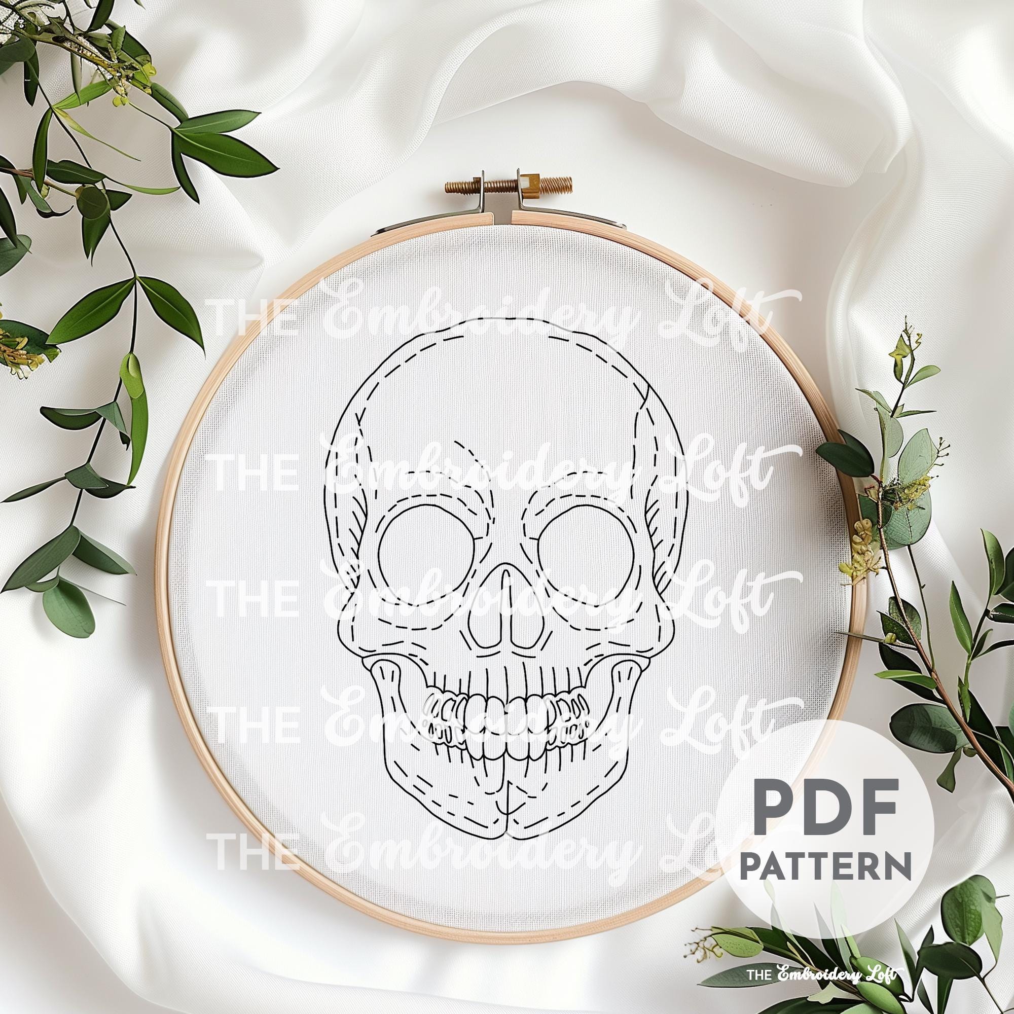Anatomical Skull Hand Embroidery Pattern