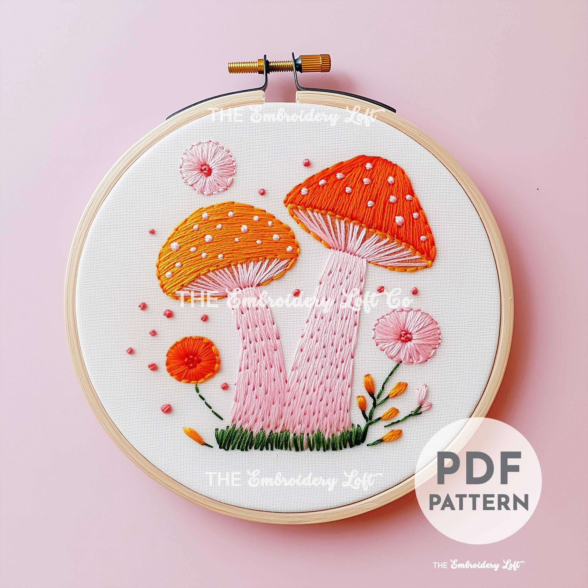 Retro Mushrooms Hand Embroidery Pattern