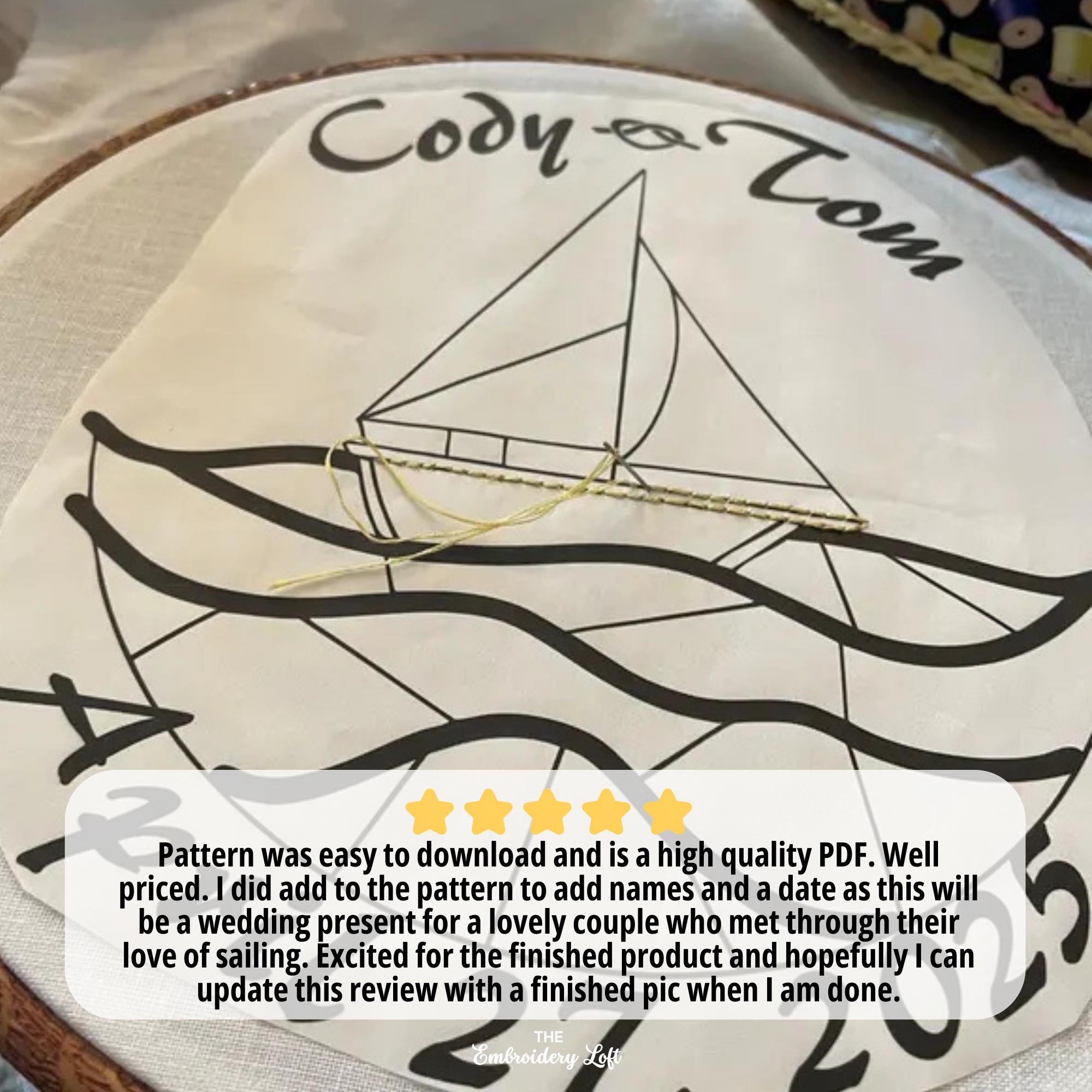 Sailboat Hand Embroidery Pattern