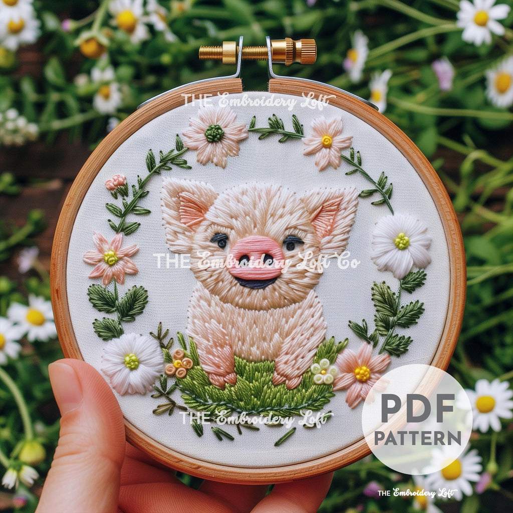 Baby Pig Hand Embroidery Pattern