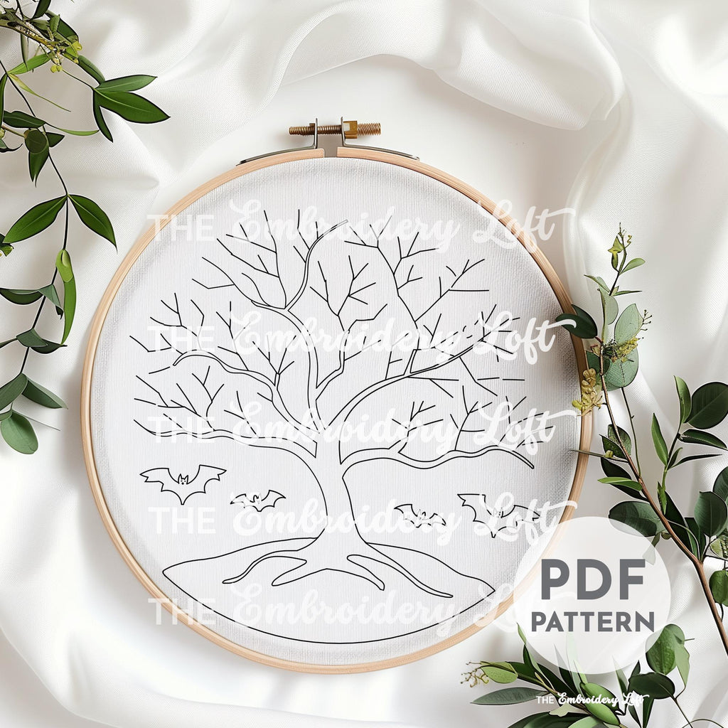Spooky Tree Hand Embroidery Pattern