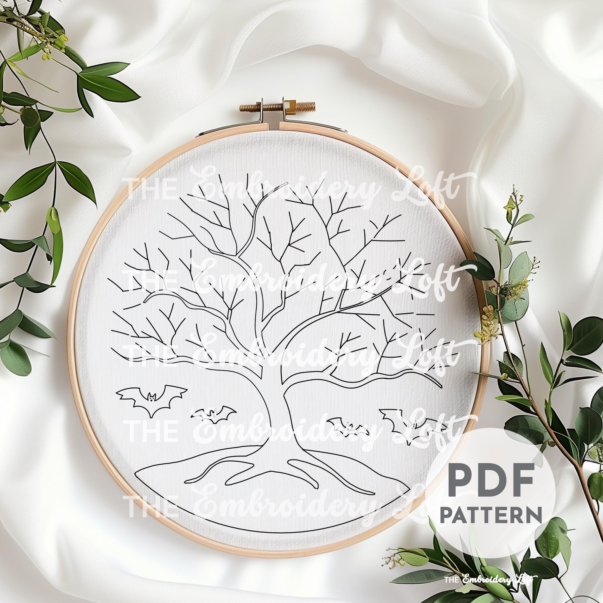 Spooky Tree Hand Embroidery Pattern