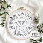 Baby Pig Hand Embroidery Pattern
