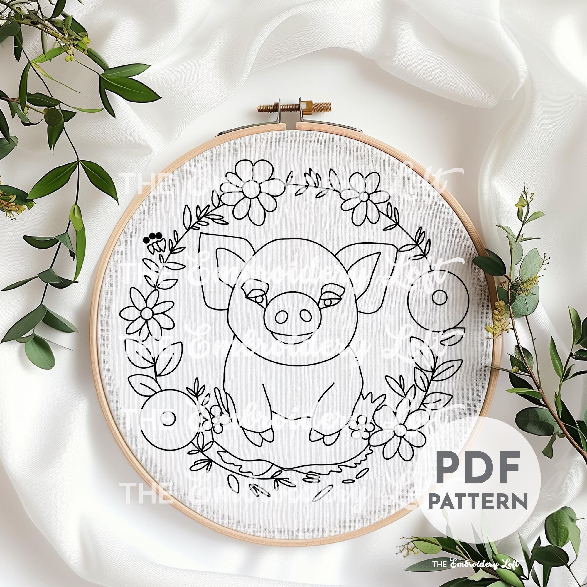 Baby Pig Hand Embroidery Pattern