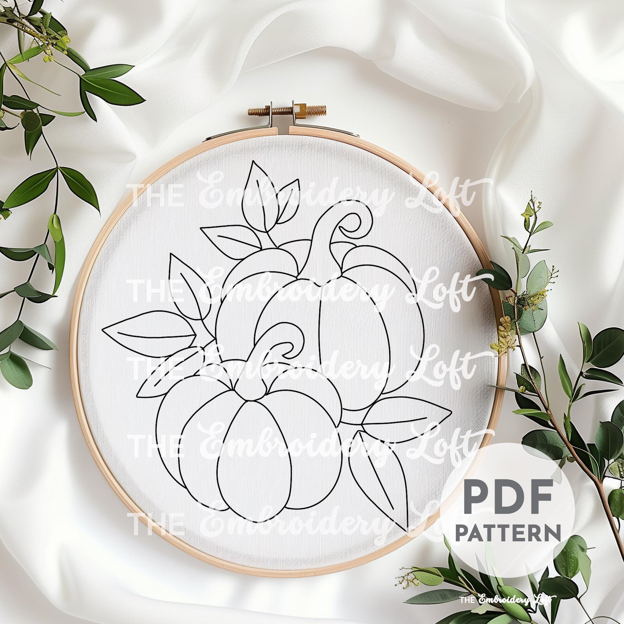 Golden Pumpkin Patch Hand Embroidery Pattern