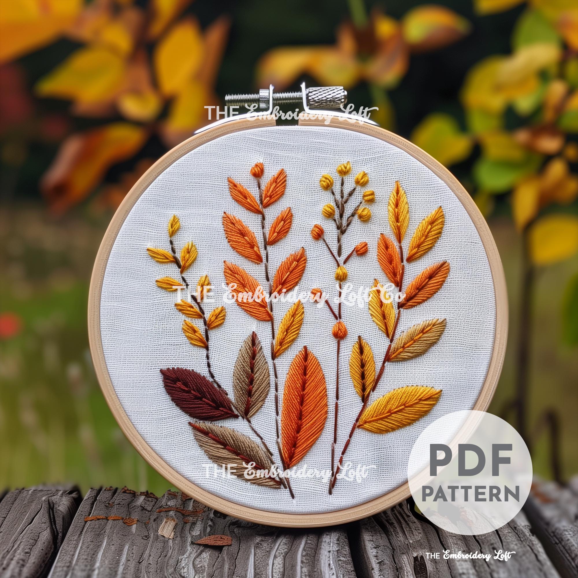 Autumn Leaves Hand Embroidery Pattern