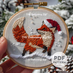 Winter Fox Hand Embroidery Pattern
