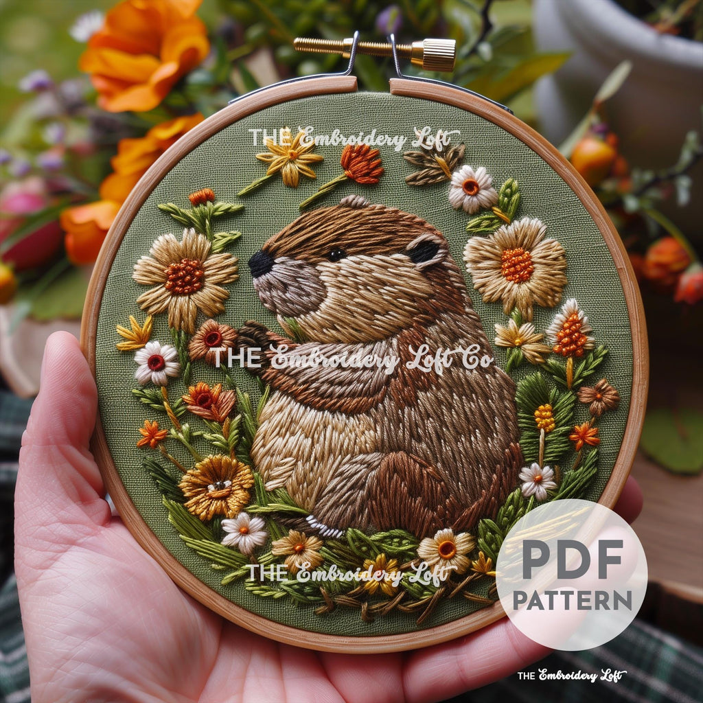 Baby Beaver Hand Embroidery Pattern