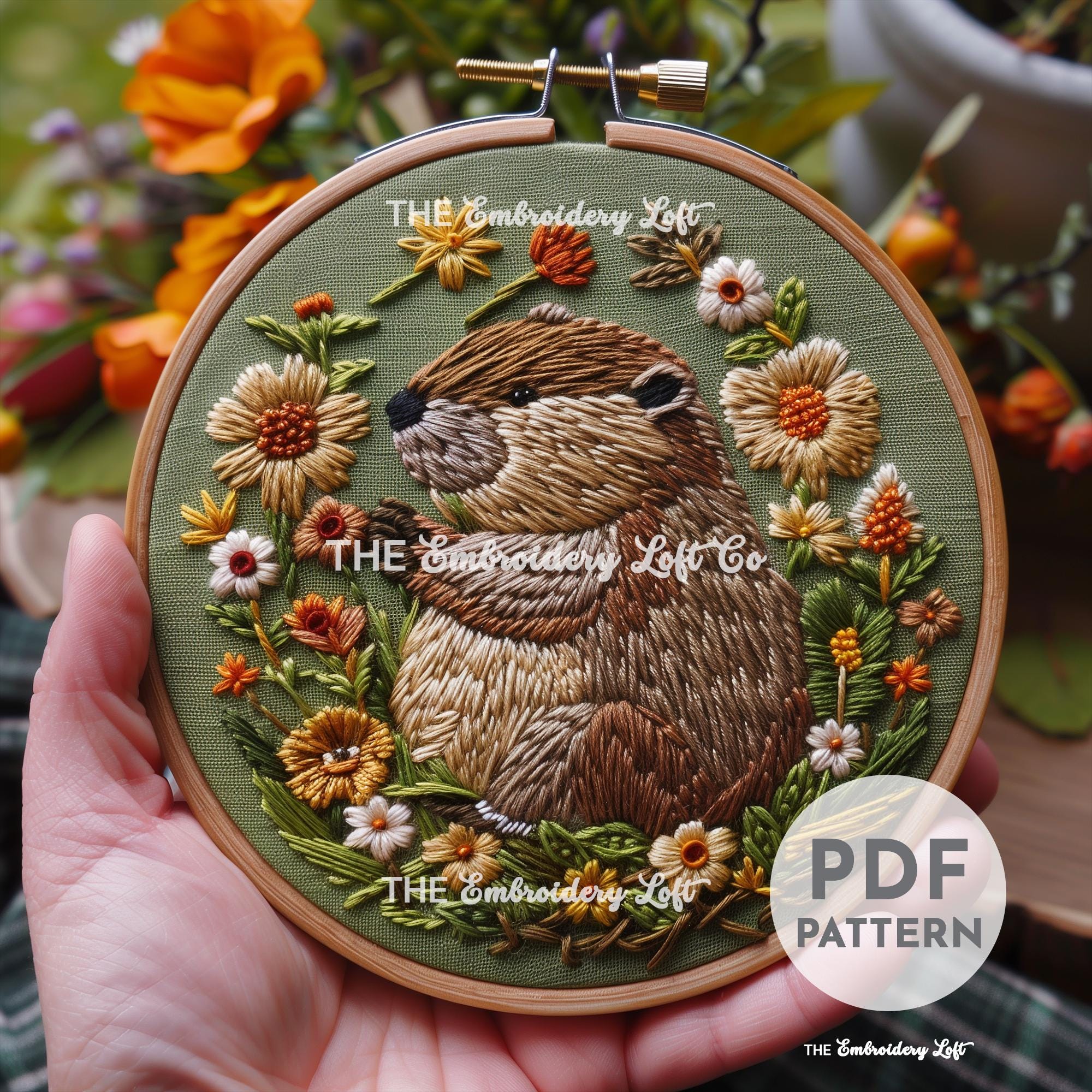Baby Beaver Hand Embroidery Pattern