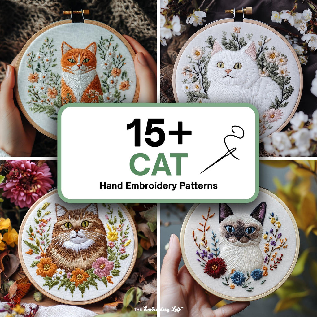 MINI COLLECTION, Cats Hand Embroidery Pattern Collection, Current and Future Designs, Lifetime Access, Hand Embroidery, Embroidery PDF