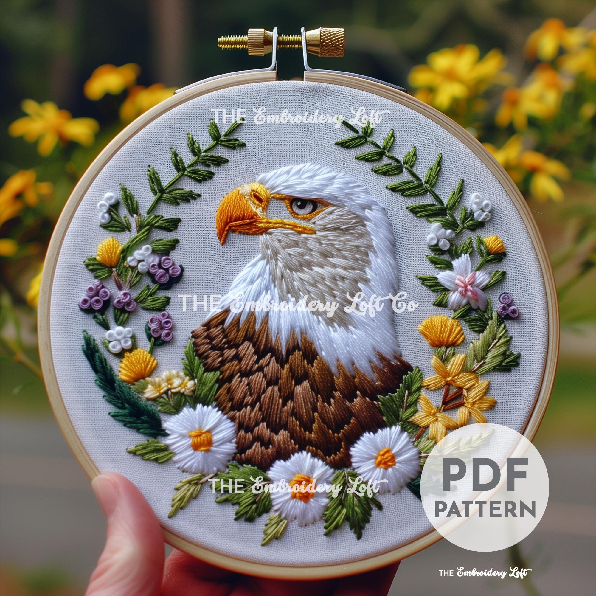 American Bald Eagle Hand Embroidery Pattern